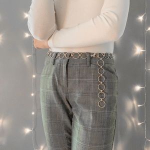 PLAID WIDE LEG PANTS